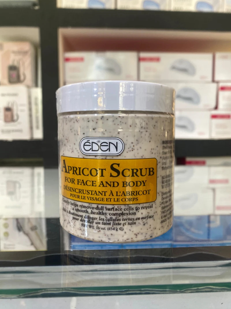 Eden apricot scrub for face and body in a jar