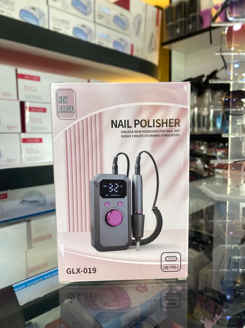 GLX-019 portable nail polisher in its box